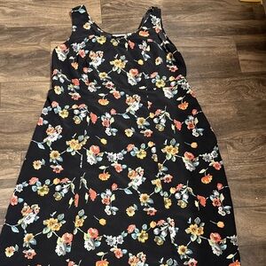 R&K Black Maxi Dress with Multicolor Floral Pattern